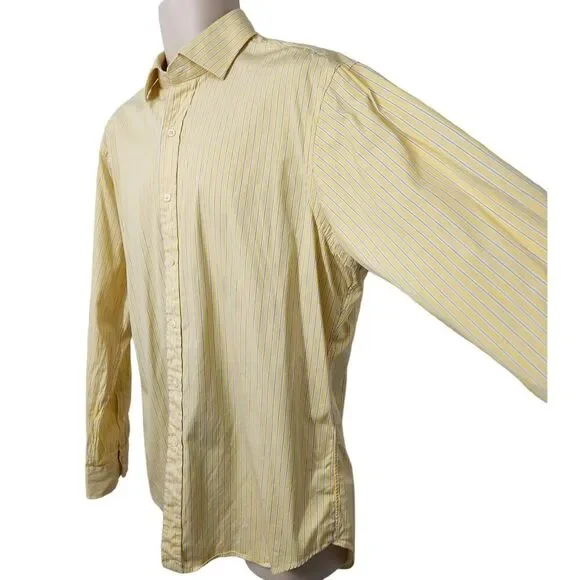 Men's Long Sleeve Polo Ralph Lauren Button Up Dress Shirt Size 16 1/2 Yellow - Picture 5 of 9